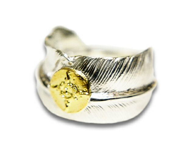 【FIRST ARROW's/ファーストアローズ】「Large Feather Ring with K18/K18付きラージフェザーリング」(R-071)【あす楽対応】(ネイティブ/インディアン/ジュエリー/ハンドメイド/アメカジ/ハーレー/バイカー/アクセサリー/プレゼント/WOLF PACK/ウルフパック)