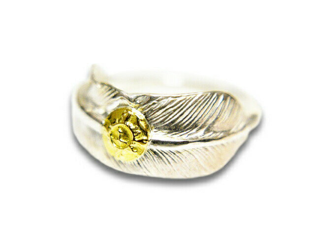 【FIRST ARROW's/ファーストアローズ】「Small Feather Ring with K18/K18付きスモールフェザーリング」(R-094)【あす楽対応】(ネイティブ/インディアン/ジュエリー/ハンドメイド/アメカジ/ハーレー/バイカー/アクセサリー/プレゼント/WOLF PACK/ウルフパック)