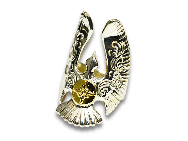 【FIRST ARROW's/ファーストアローズ】「Arabesque Carved Eagle Ring with K18/K18付きカラ草彫りイーグルリング」(R-099)【あす楽対応】(ネイティブ/インディアン/ジュエリー/ハンドメイド/アメカジ/ハーレー/アクセサリー/プレゼント/WOLF PACK/ウルフパック)