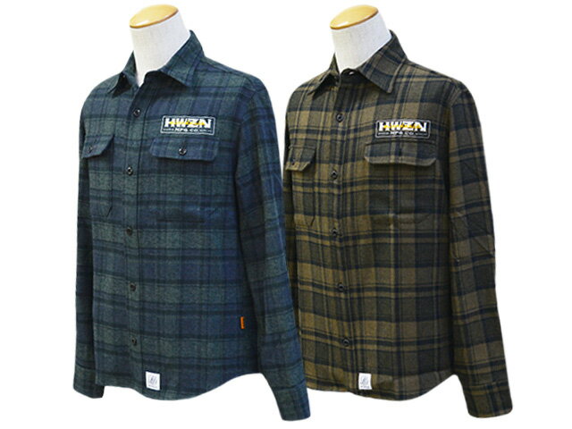 全2色【HWZN BROSS/ハウゼンブロス】×【MIXXDAVID/ミックスデイヴィッド】2023AW「W-Name Check Shirts/ダブルネームチェックシャツ」【あす楽対応】(ホイールズアパレル/アメカジ/ホットロッド/ハーレー/バイク/WOLF PACK/ウルフパック)