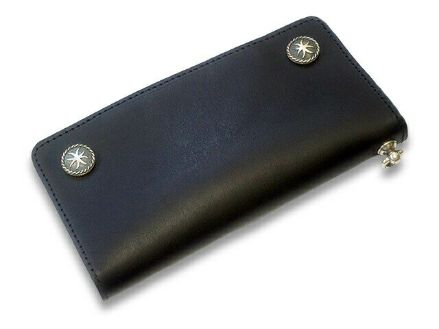 「Leather Long Wallet”Silver925 Button”/レザーロングウォレット”シルバー925ボタン”」(ホイールズアパレル/アメカジ/ハーレー/ホットロッド/WOLF PACK/ウルフパック/アクセサリー/プレゼント/財布)