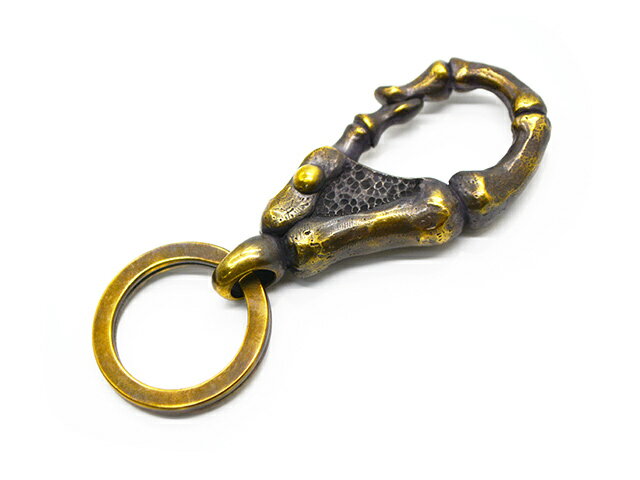 「Finger Bone Hook Key Chain/フィンガーボーンフックキーチェーン」(KHB-02)(Brass/アクセサリー/ジュエリー/プレゼント/バイカー/ハーレー/ホットロッド/アメカジ/ハンドメイド/WOLF PACK/ウルフパック)