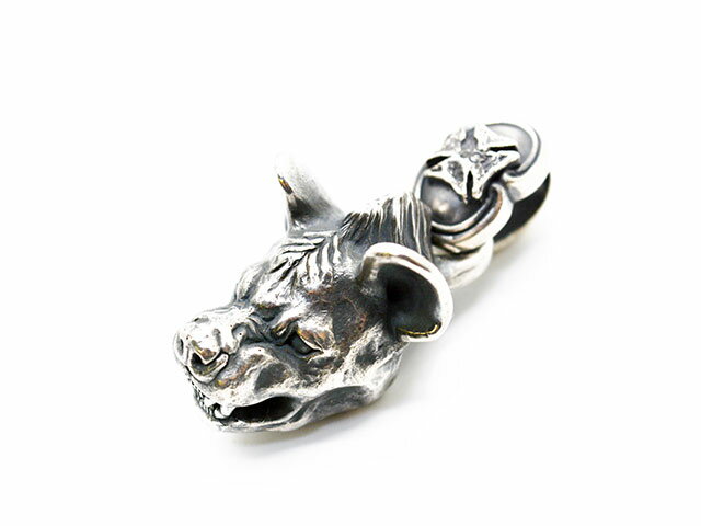 【MAD CULT/マッドカルト】「Hyena Head Pendant Top/ハイエナヘッドペンダントトップ」(PT-43)(Silver925/アクセサリー/プレゼント/バイカー/ハーレー/ホットロッド/アメカジ/WOLF PACK/ウルフパック)