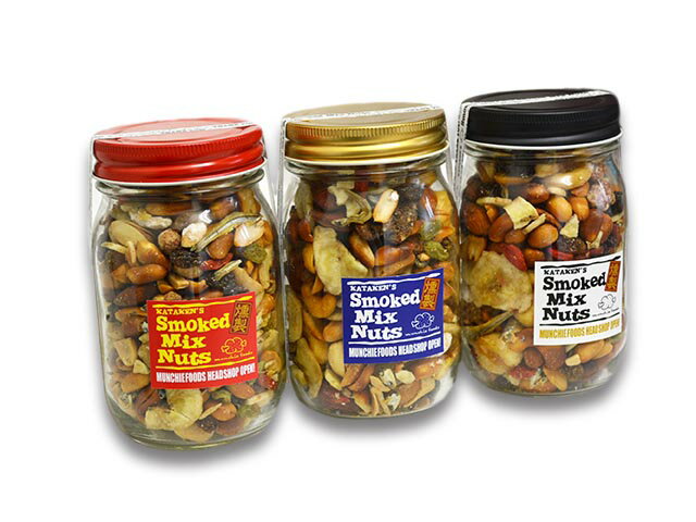 【MUNCHIE FOODS/マンチーフーズ】「Smoked Mix Nuts”Long Bottle”/スモークドミックスナッツ”ロングボトル”」(250g)【あす楽対応】(片山文太郎商店/燻製/ドライフルーツ/おつまみ)