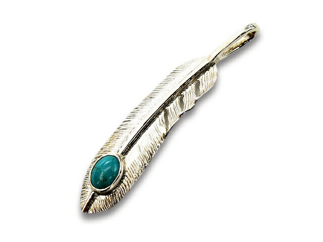 「Medium Feather with Turquoise”Right”/ターコイズ付きミディアムフェザー”右向き”」(P-521R)(ネイティブ/インディアン/ジュエリー/アメカジ/ハーレー/アクセサリー/プレゼント/WOLF PACK/ウルフパック)