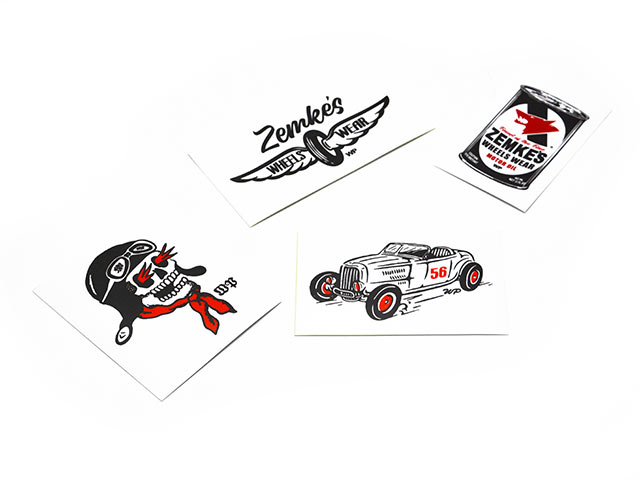 【ZEMKE'S WHEELS WEAR/ゼムケズホイールズウエア】「Sticker Set/ステッカーセット」(アメカジ/ホットロッド/ロッダー/ハーレー/バ...