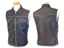 【SKULL FLIGHT/スカルフライト】「Riders Denim Club Zip Vest”One Wash”/ライダースデニムクラブジップベスト”ワンウォッシュ”」【あす楽対応】(CALIFORNIA LINE/カリフォルニアライン/ハーレー/アメカジ/ホットロッド/WOLF PACK/ウルフパック)