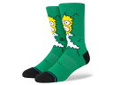 ギフト対応【Crew Socks”HOMER”】 商品詳細 【STANCE SOX/スタンスソックス】の2022SPコレクションより「Crew Socks”HOMER”/クルーソックス”ホーマー”」になります。 1989年に放送を開始したマット・グレイニング原作のアメリカのコメディアニメ番組「ザ・シンプソンズ」。 反体制的なユーモアと愉快なウィットに富んだこの作品は、アメリカのポップカルチャーに多大な影響を与え、恐れずにあらゆることをジョークにする姿勢は、視聴者たちの共感を呼び続けています。 そんな誰もが好きな一家がソファーを離れ、ソックスになりました。 人気キャラクターのバート、ホーマーと象徴的なシンプソンズのロゴが入った3足のシングルコレクション。 上質のコームドコットンを使用し、通気性が良く、柔らかで滑らかな肌触りを実現。 磨耗の激しいつま先とかかと部分には、スタンス独自の優れた耐久性を持つ新素材『インフィニット』を採用。 通常のモデルより5倍の耐久性を実現しました。 深いヒールポケットと伸縮性のあるアーチサポートが、足のラインを優しく包み込み極上のフィット感を生み出しています。 細部にまでこだわったスタンスらしい快適な履き心地に仕上げました。コーデしやすいクルー丈。 ●デザイナーやブランドとのコラボをはじめ、MLB（アメリカプロ野球）、NBA（アメリカプロバスケットボール）のオフィシャルソックスなど、おしゃれで多彩なデザインが特徴です。 ●漂白やアイロンはお避けください。 ●さらに長くご使用いただくために、乾燥機の使用はお控えください。 【グリーン】 【品番：HOMER】 【カラー：グリーン】 【素材：コットン67%、ナイロン18%、ポリエステル12%、ポリウレタン3%】 【サイズ：S・M・L】 ・S＝22.0-24.5cm ・M＝24.0-26.0cm ・L＝25.5-29.0cm