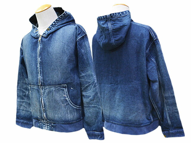 楽天WOLF PACK楽天市場店【Sugar＆Co./シュガーアンドコー】2025AW「Denim Windproof Hoodie”Worker's Wash”/デニムウィンドプルーフフーディー”ワーカーズウォッシュ”」（SGR-JK27U）（デニム/ジーンズ/インディゴ/アメカジ/ハーレー/ミリタリー/アウトドア/WOLF PACK/ウルフパック）