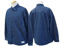 【Sugar&Co./シュガーアンドコー】2024AW「Denim Drop Shirts”One Wash”/デニムドロップシャツ”ワンウォッシュ”」(SGR-SH07)(デニム/ジーンズ/インディゴ/アメカジ/ハーレー/ホットロッド/ミリタリー/アウトドア/WOLF PACK/ウルフパック)