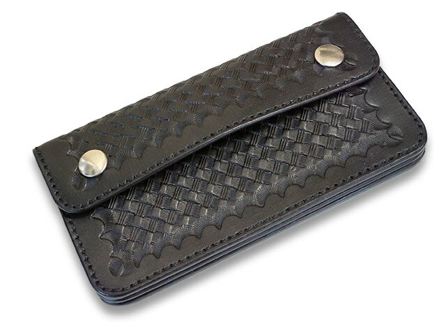 【TISS CUSTOM LEATHERS/ティスカスタムレザーズ】「Basket Trucker Wallet/バスケットトラッカーウォレット」(Nickel)(ハーレー/バイカー/アメカジ/レザークラフト/ホットロッド/プレゼント/財布/WOLF PACK/ウルフパック)