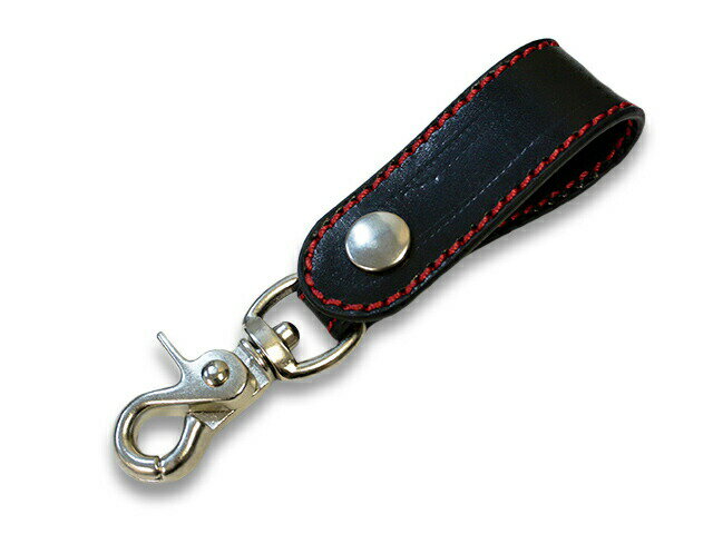 Key Holder - 【TISS CUSTOM LEATHERS/ティスカスタムレザーズ】「Plain Key Holder/プレーンキーホルダー」(BK×BK×RD)(ホイールズアパレル/ハーレー/バイカー/アメカジ/レザークラフト/ホットロッド/プレゼント/財布/WOLF PACK/ウルフパック)