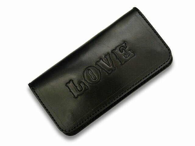 【TISS CUSTOM LEATHERS/ティスカスタムレザーズ】「Plain Wallet”LOVE FTW”/プレーンウォレット”ラブエフティーダブリュー”」(BK/A-3)(ハーレー/バイカー/アメカジ/レザークラフト/ホットロッド/プレゼント/財布/WOLF PACK/ウルフパック)