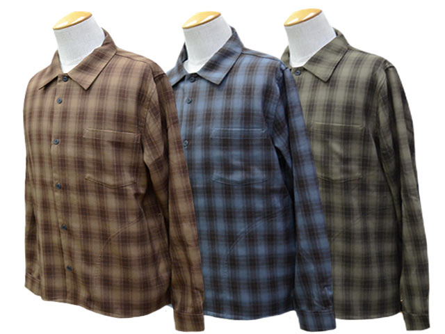 楽天WOLF PACK楽天市場店全3色【Vin&Age/ヴィン&エイジ】2025AW「Semi Wide Ombre Shirts/セミワイドオンブレシャツ」（VSL8）（アメカジ/ハーレー/ハーレーダビッドソン/バイク/バイカー/ホットロッド/アウトドア/ホイールズアパレル/WOLF PACK/ウルフパック）