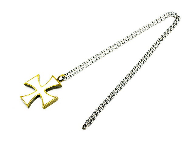 【WEIRDO JEWELRY/ウィアードジュエリー】「Big Cross Top witn Necklace Chain/ビッグクロストップウィズネックレスチェーン」(Brass×White)(GANGSTERVILLE/ギャングスタービル/GLAD HAND/グラッドハンド/アメカジ/ハーレー/WOLF PACK/ウルフパック)