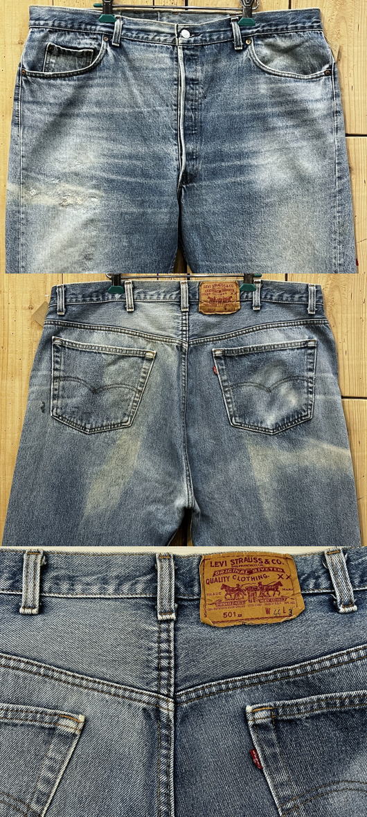 【中古】超激ヒゲ リーバイス501 大きいサイズ 古着 オールド90S LEVIS501 W42×L27 MADE IN USA 米国製