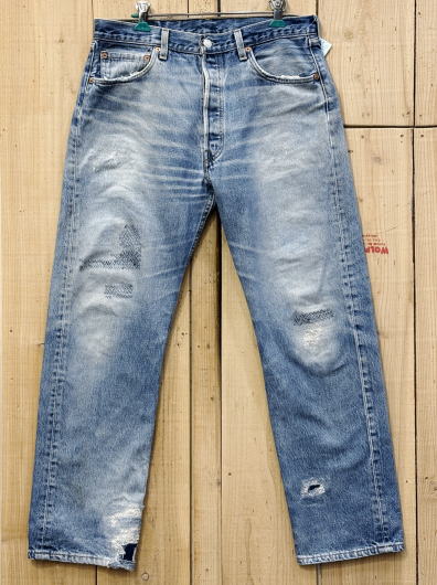 【中古】激ヒゲ リーバイス501 古着 リペアカスタム 00S LEVIS501 MADE IN USA W33×L29 米国製