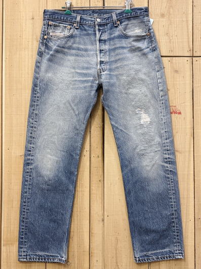 Rakuten - 【中古】超激ヒゲ リーバイス501 古着 リペアカスタム 90S LEVIS501 MADE IN USA W34×L29 米国製 クモノス