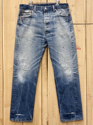 【中古】超激ヒゲ リーバイス501 古着 膝裏クモノス LEVIS501 90S MADE IN USA W36×L31 米国製