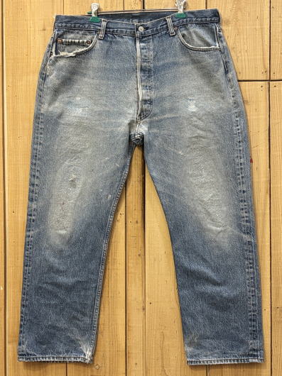 Rakuten - 【中古】激ヒゲ リーバイス501 古着 LEVIS501 ハチマル 80S CAREスタンプ MADE IN USA W38×L28 米国製