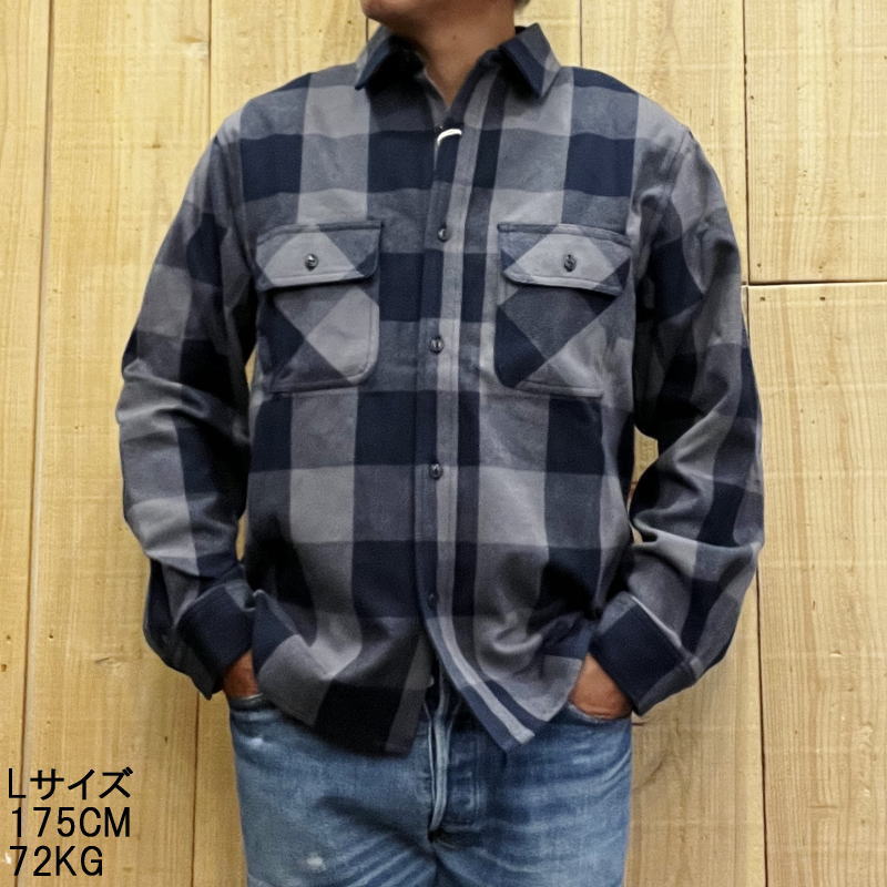 BIG MIKE ビッグマイク ヘビーフランネルシャツ グレイ×ネイビー HEAVY FLANNEL SHIRTS チェックシャツ