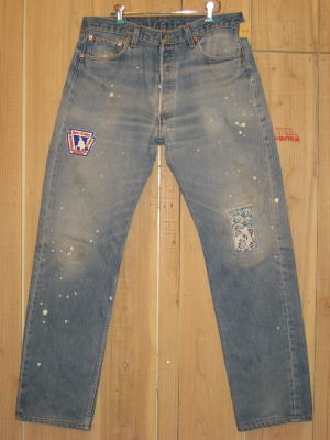 ダメージジーンズ/90S古着ペイント カスタム/MADE IN USA/ LEVIS/リーバイス 501/ W35×L33/
