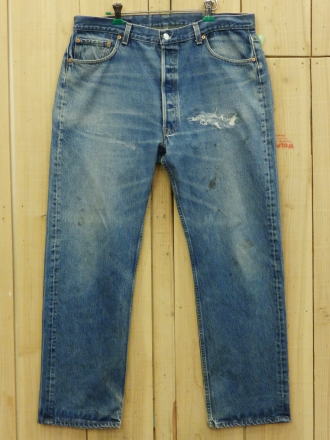 リーバイス501 古着 LEVIS501 激ヒゲ 80S ハチマル W39×L30 MADE IN USA ダメージジーンズ【中古】