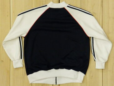 【中古】美品 アディダス 80S 古着 ジャージ ADIDAS トラックジャケット L ネイビー×白