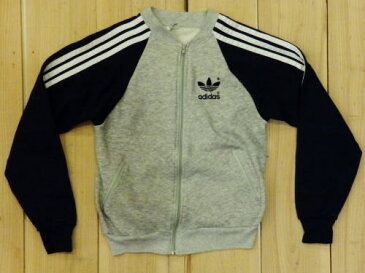 【中古】アディダス 古着 ジャージ ADIDAS MADE IN USA トラックジャケット M 80S グレイ×ネイビー