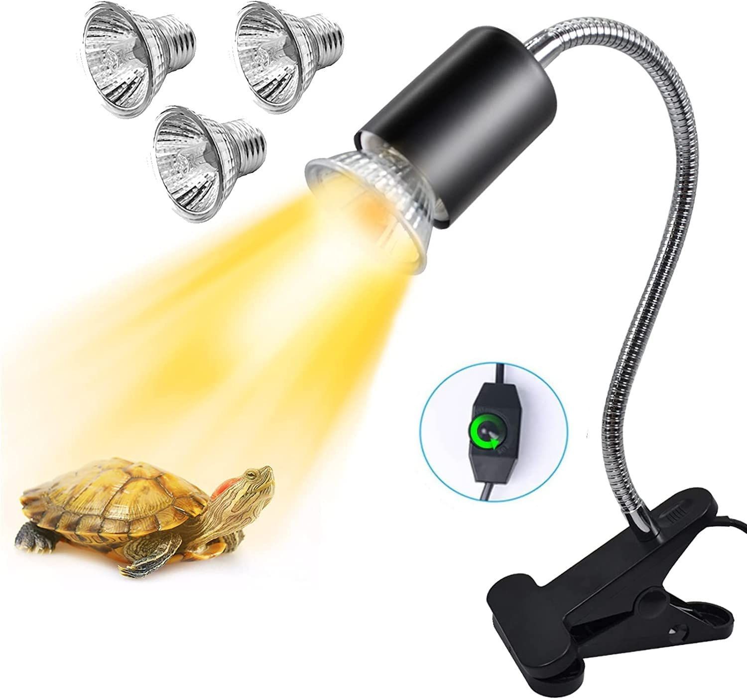 【期間限定ポイント10倍】亀ライト 両生類用ライト 爬虫類ライト 亀 水槽 ヒーター 無段階調光 25+50+75アナログ太陽 熱帯?亜熱帯 +ラ..