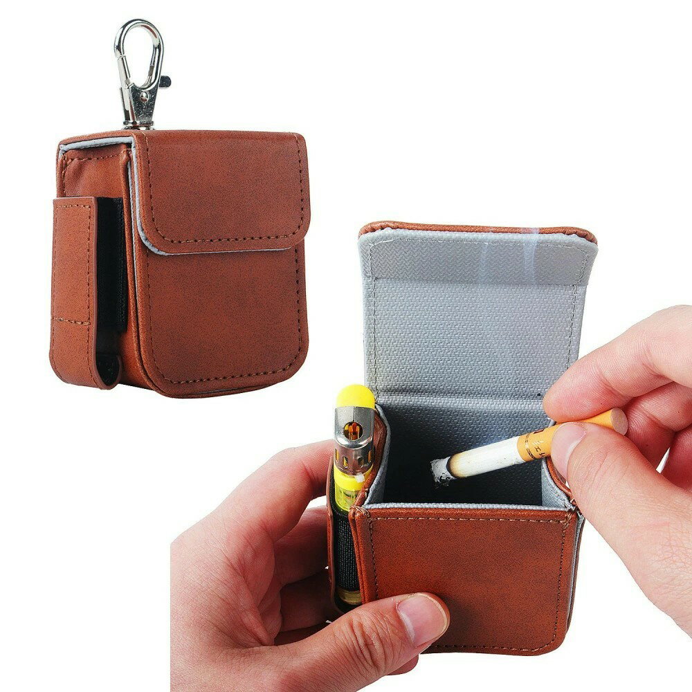 「送料無料」PUレザー 煙草 携帯灰皿 ポータブル ハイ皿 タバコ皿 ポケット灰皿 アシュトレイ プレゼント 蓋付き ギフト 携帯灰皿 防火阻燃のタバコ収納バッグ 70mm*63mm*45mm 喫煙具