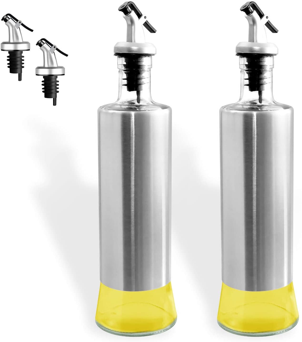 漏れ防止 オイルボトル ガラス 350ml オイラー オイルポット オイル差し オイル コンテナ 調味料容器 ..