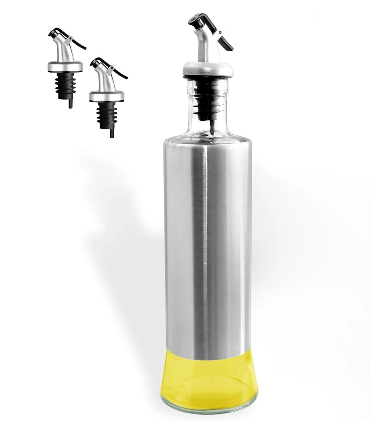 漏れ防止 オイルボトル 500ml ガラス オイルポット 醤油さし オイラー オイル コンテナ 調味料容器 耐..