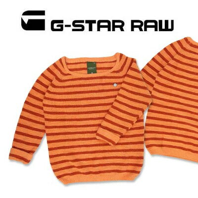 G-Star RAW ジースターロウ ボーダーコットンリネンニット カラー:オレンジ(3487)