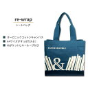 bv g[gobO Rbgf u[~i`J[ (zCg) re-wrap 100% Cotton Blue Canvas Tote with Natural Colour Print