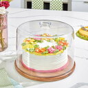 【買えば買うほど割引のコストコフェア】iDESIGN 木製ケーキプレート ドーム蓋付き iDESIGN Wood Cake Plate with Dome Li...