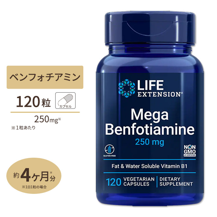 Life Extension メガベンフォチアミン サプリメント 250mg 120粒 ベジタリアンカプセル ライフエクステンション Mega…