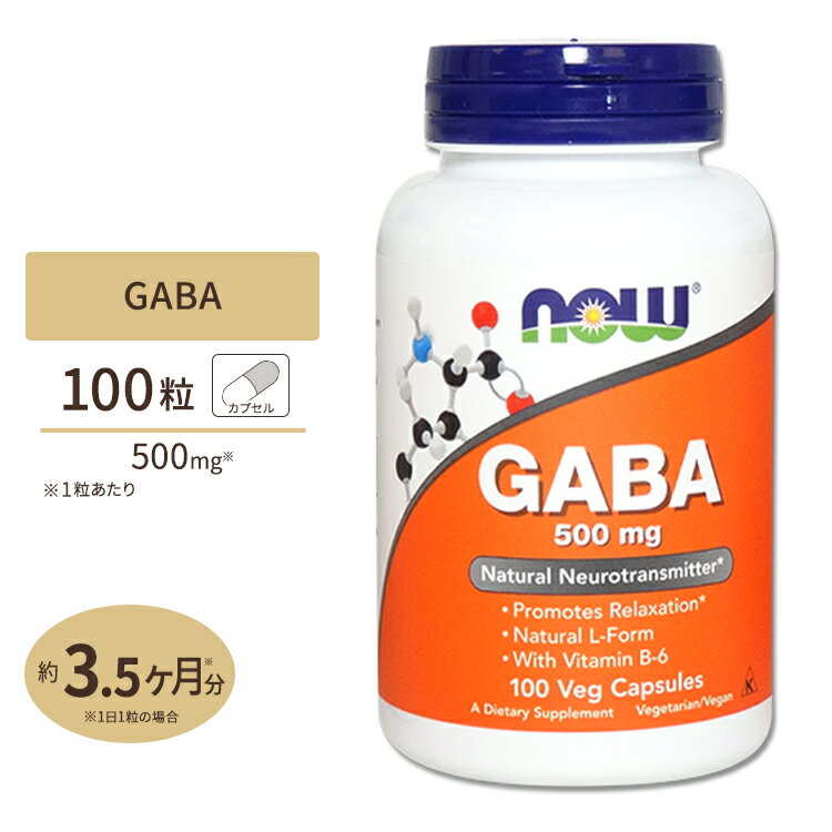 GABA(ギャバ) +ビタミンB6 500mg 100粒 NOW Foods(ナウフーズ)