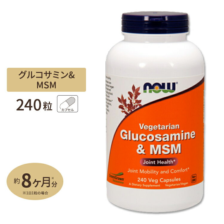 NOW Foods ベジタリアン グルコサミン MSM 240粒 ベジカプセル ナウフーズ Vegetarian Glucosamine MSM 240vegcapsules