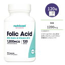 ニュートリコスト 葉酸 (with ビオチン&ビタミンB12) 女性向け カプセル 1200mcg 120粒 Nutricost Folic Acid (with Biotin & Vitamin B12) ビタミンB9