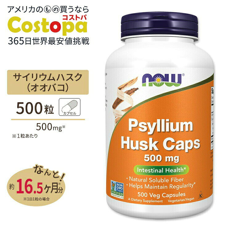 サイリウム ハスク 500mg 500粒 ベジカプセル NOW Foods（ナウフーズ） PSYLLIUM H...