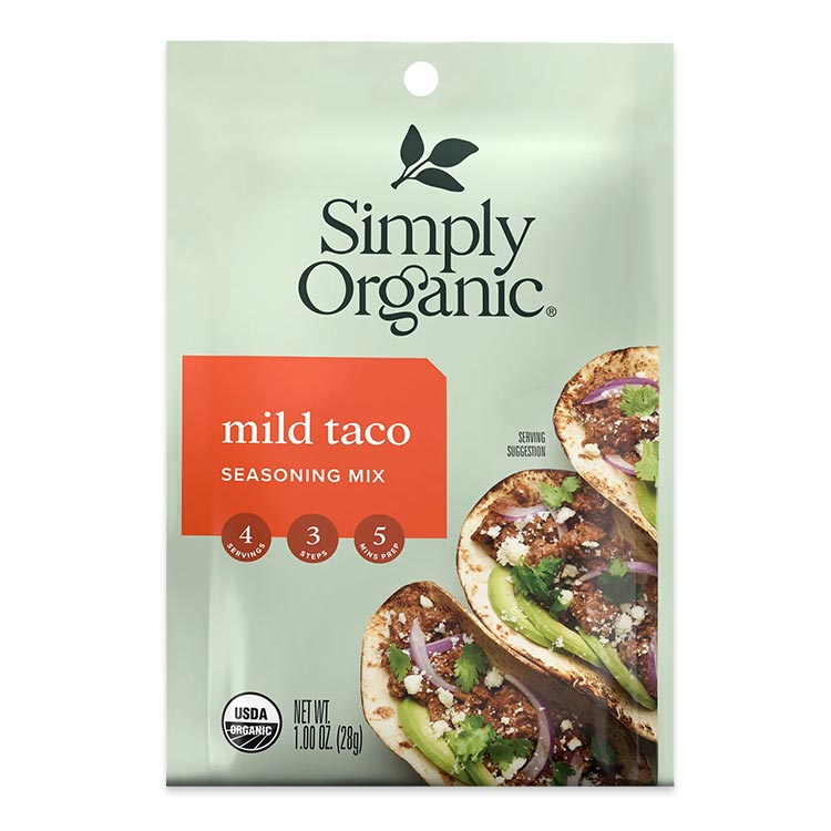 Simply Organic Mild Taco Seasoning Mix 1.00 oz（28g）シンプリーオーガニック マイルドタコ シーズニングミックス 28g 1