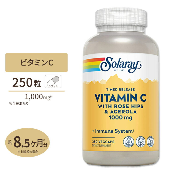 졼 ӥߥC ҥå& ץ 1000mg 250γ Solaray Vitamin C with Rose Hips & Acerola 2ʳ꡼