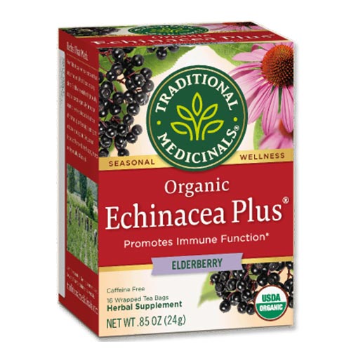 トラディショナルメディシナル オーガニックエキナセア プラス エルダーベリー 16包 Traditional Medicinals OrganicEchinacea Plus Elderberry カフェインフリー