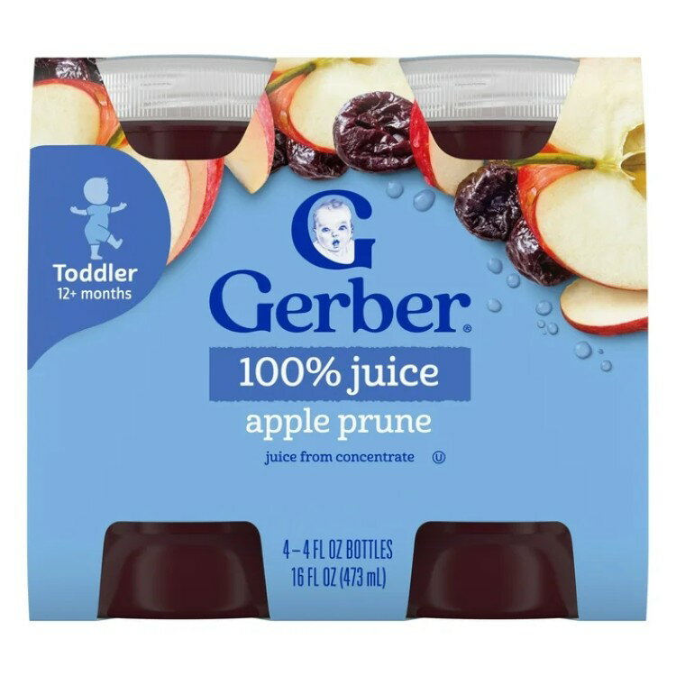 【アメリカウォルマート品】ガーバー フルーツジュース アップルプルーン 473ml 6本入り Gerber Fruit ..