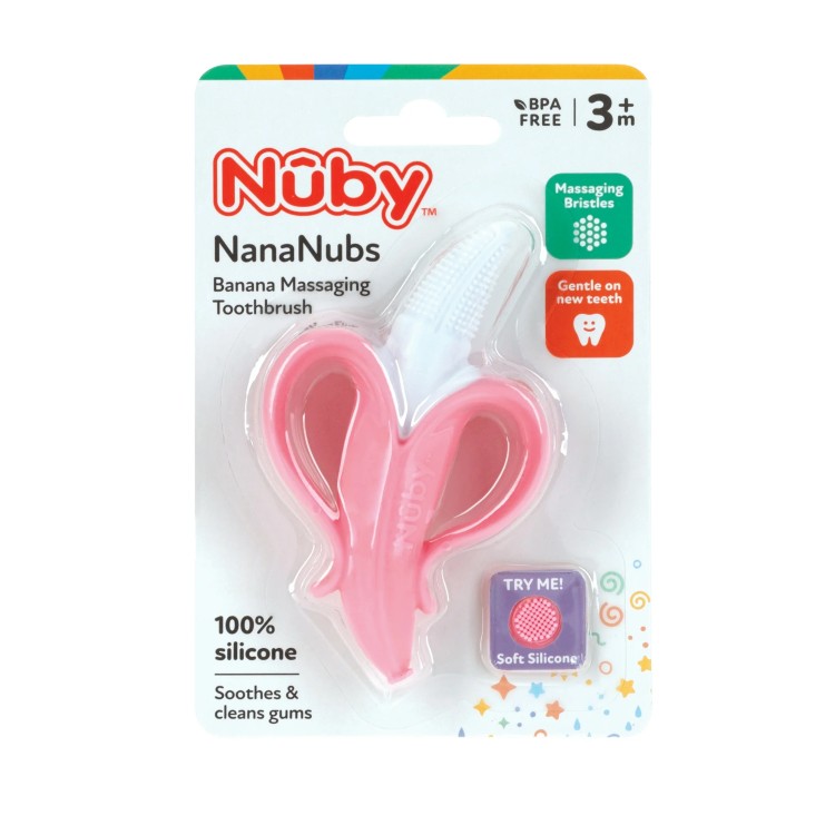 【アメリカウォルマート品】ヌービー ナナナブズ バナナ型マッサージ歯ブラシ ベビー用 ピンク Nuby Na..