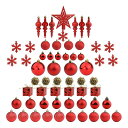 【在庫限り！】60個入り！クリスマスボール バラエティセット Sunnyglade 60ct Red Christmas Tree Ball Ornaments Set Shatterproof Christmas Bling-Bling Hanging Decoration with Hand-held Gift Package for Xmas Tree Holiday Wedding Party (Red) 海外直送