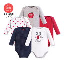 ハドソンベビー コットン ベビー服 ロンパース 長袖 5枚セット アップル Hudson Baby Cotton Long-Sleeve こども服 女の子 りん...