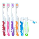 リンギト トラベル用 歯ブラシ 大人用 ミディアム 6本入り Lingito Travel Folding Toothbrush