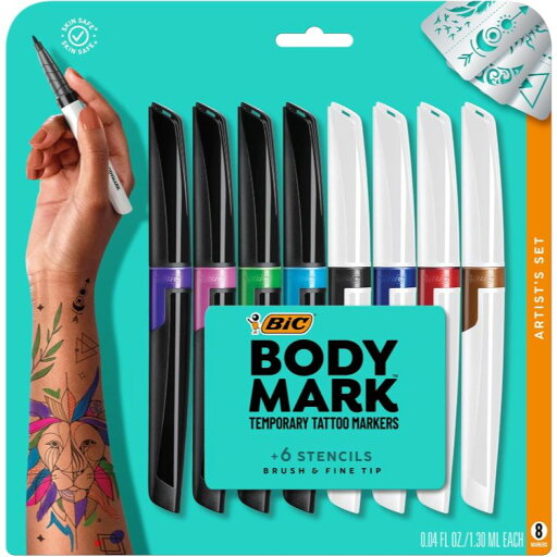 ビック ボディマーク タトゥーマーカー アーティストセット 8色セット BIC BodyMark Temporary Tattoo Markers for Skin, Artist's Set, Mixed Tip, 8-Count 【お取り寄せ商品】【合わせて買いたい】 ビック ボディマーク タトゥーマーカー アーティストセット 8色セット BIC BodyMark Temporary Tattoo Markers for Skin, Artist's Set, Mixed Tip, 8-Count 【お取り寄せ商品】【合わせて買いたい】